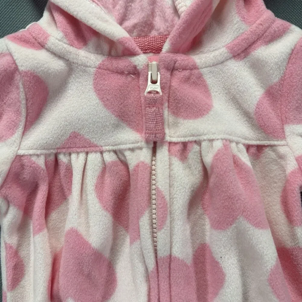 Baby Girl Clothes New Carter's Newborn Pink Fleece Heart Hooded Outfit